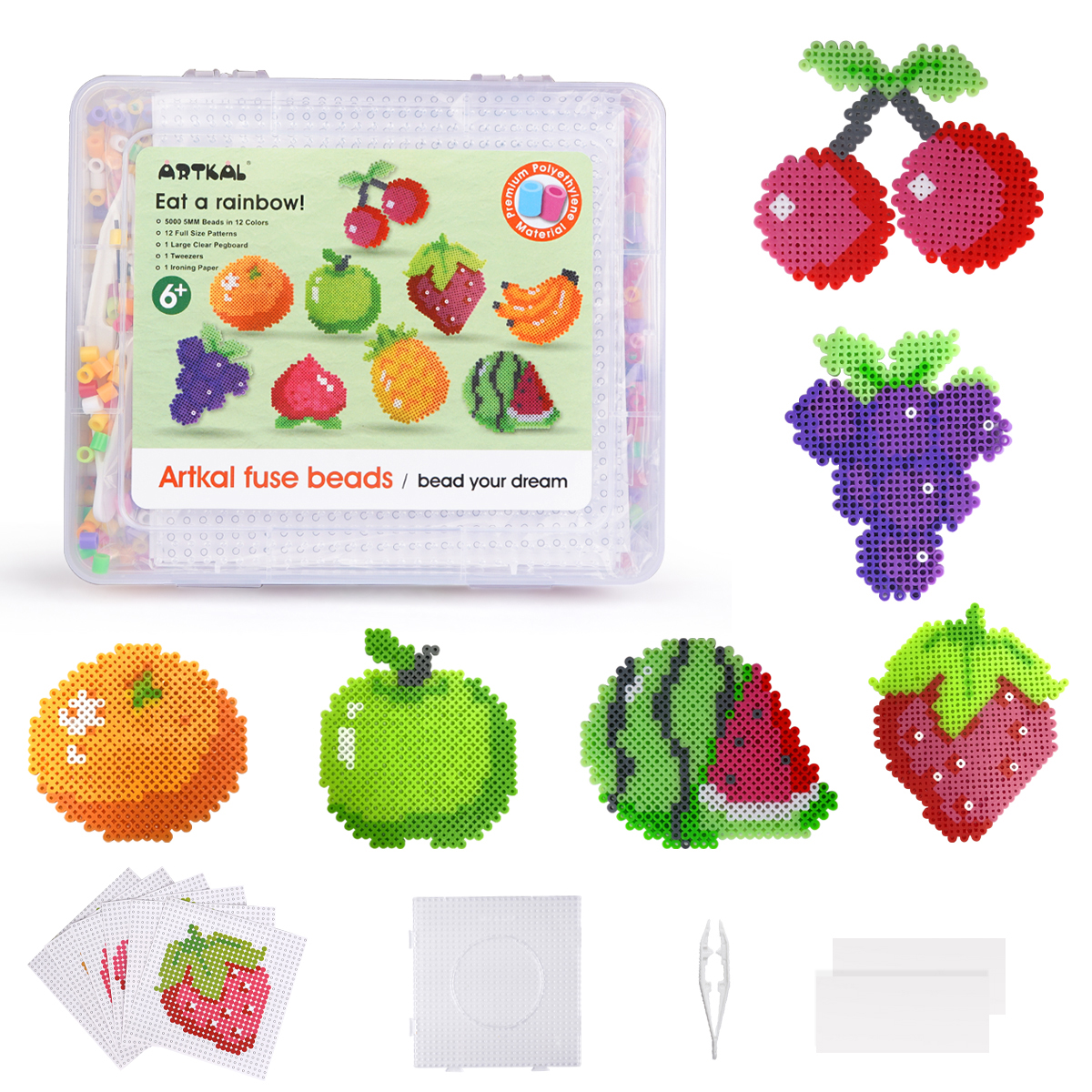 Fuse Beads Kit - 15 Colors Fuse Beads Craft Set for Kids- 5MM Fuse